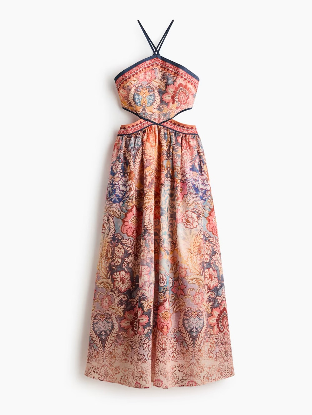 H&M Multicolor Floral Halter Cutout Maxi Dress